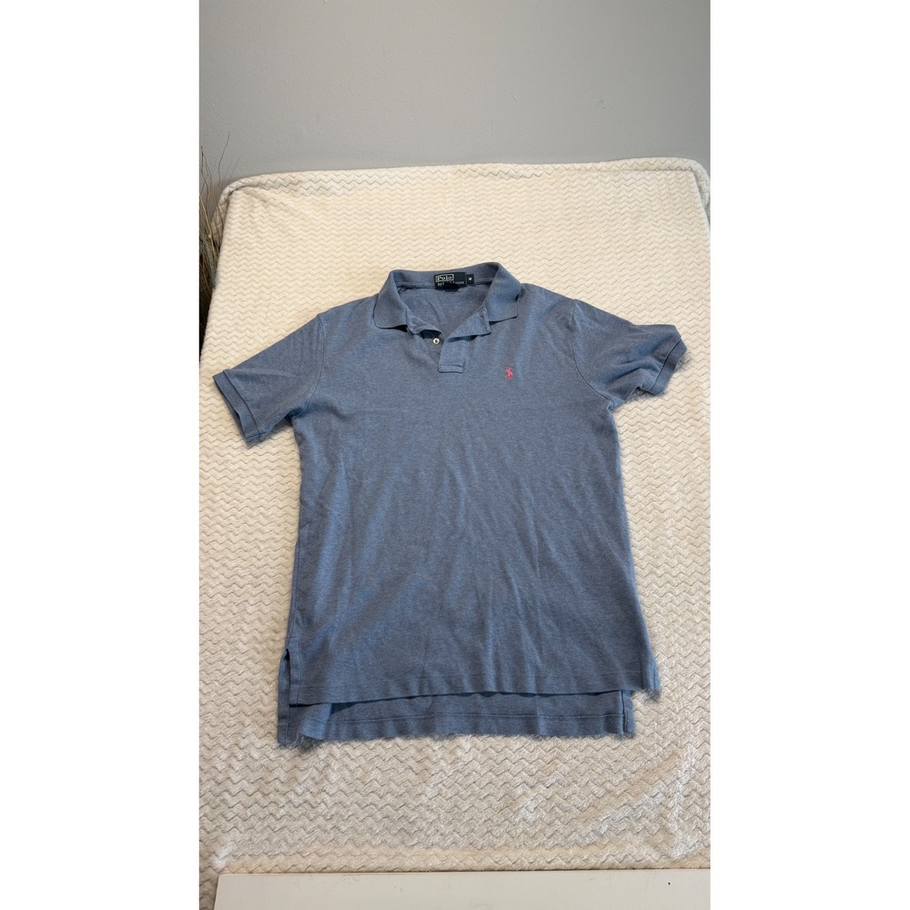 Polo Ralph Lauren Mens Blue Heather Short Sleeve Pony Logo Polo Shirt Size M